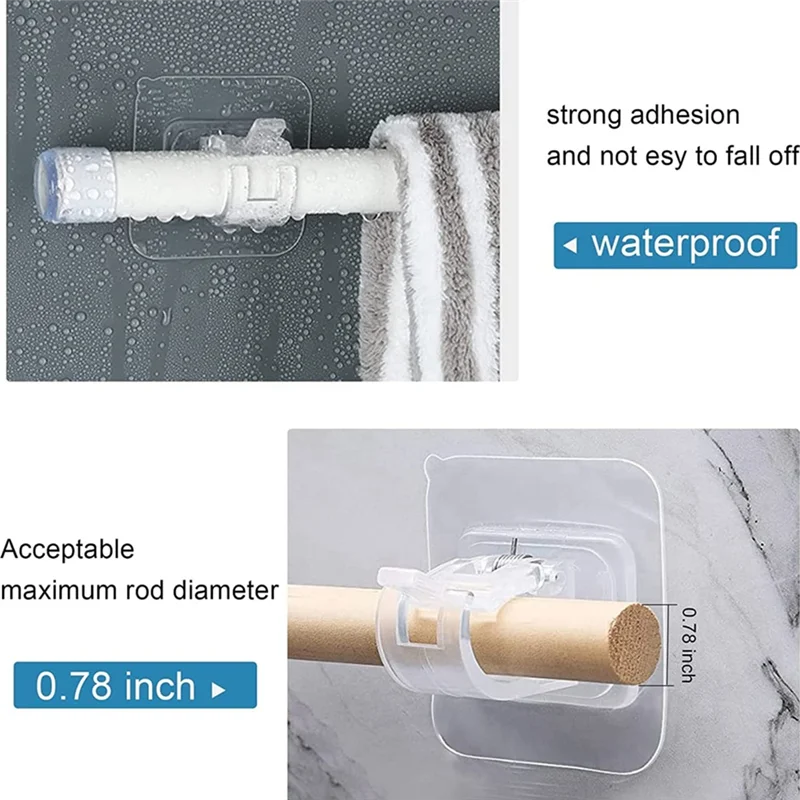 ม่านเส้นติดเอง8ชิ้นไม่ต้องเจาะราวม่านตะขอยึดแบบปรับได้ไม่ต้องใช้ตะปู