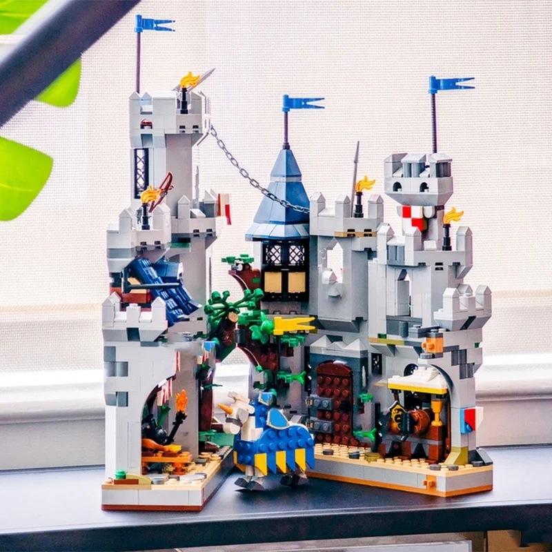 

1088PCS MOC Medieval Castle Horse Knight Nook Model Custom Brickss Architecture DIY Assembly Display Home Decor Gift Collectible