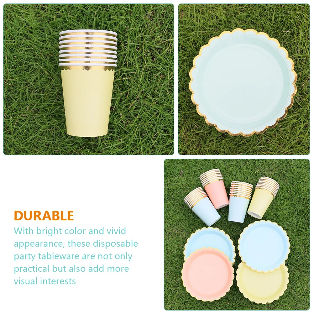 

80 шт., бумажные тарелки для вечеринок, одноразовые бумажные стаканчики, красочная посуда для дня рождения, свадьбы, пикника, вечерние тарелки, одноразовые стаканчики