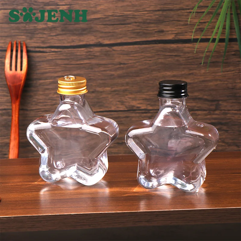 200ML Cute Star Plastic Bottle Transparent Milk Tea Bottle With Lid Juice Bottle Party Decoration DIY Milk Star Cups