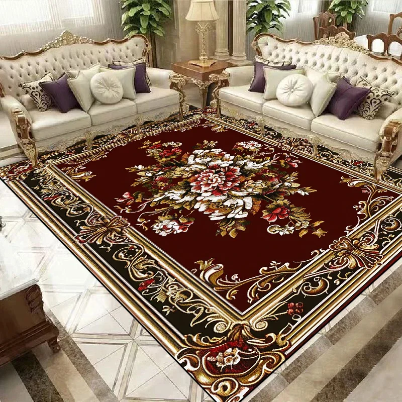 European Luxury Carpet for Living Room Classic Home Decor Rugs Bedroom Bedside Rug Non-slip Lounge Coffee Table Mat Washable