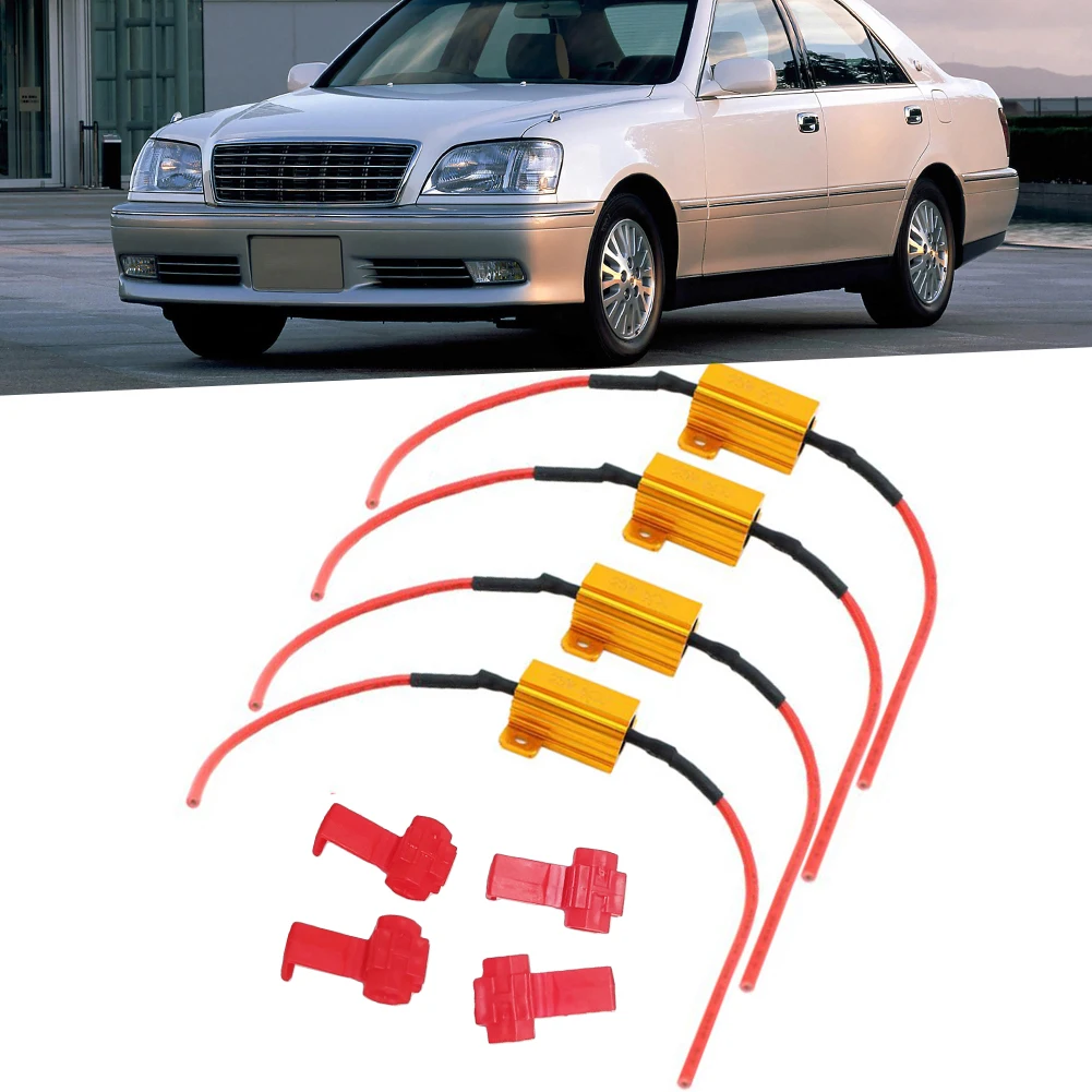2Pcs 25W 6Ohm LED Turn Signal Load Resistors Anti Hyper Flash Blinker Error Fix for Car LED Bulbs with Wire Splice Connectors