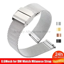 0,6 mm Mesh-Uhrenarmband für DW-Uhr, Stahl-Milanese-Armband, 12 mm, 14 mm, 16 mm, 17 mm, 18 mm, 19 mm, 20 mm, 21 mm, 22 mm, 24 mm, Herren- und Damen-Uhrenarmband