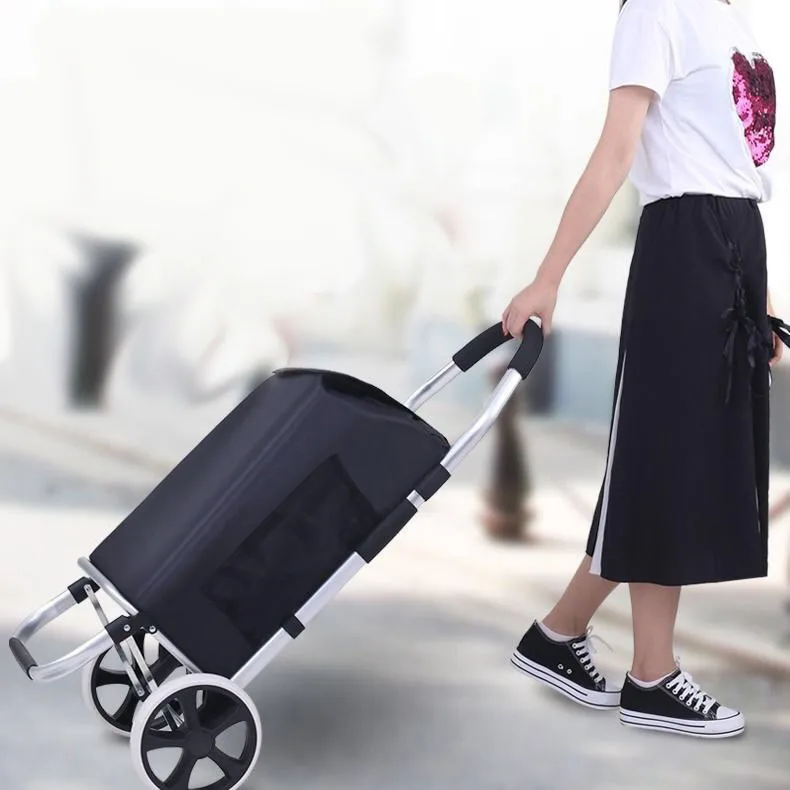 100KG Load-bearing Shopping Cart Step Climbing Folded Trolley Portable Silent Wheel Trailer Waterproof Thick Basket For Elderly