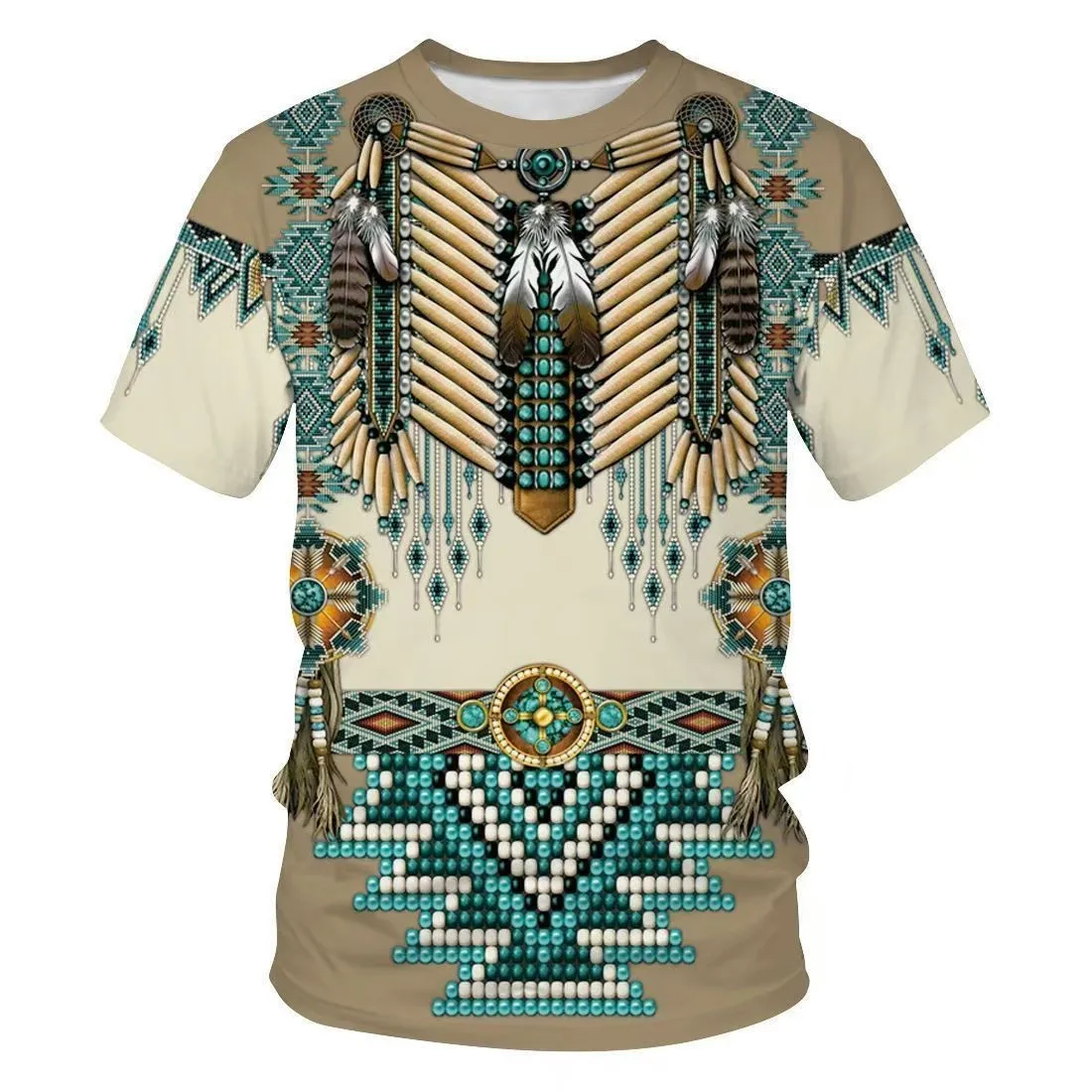 

Summer trend men's and women's clothing 3D printed short sleeved ethnic Harajuku graphic T-shirt popular loose and versatile top