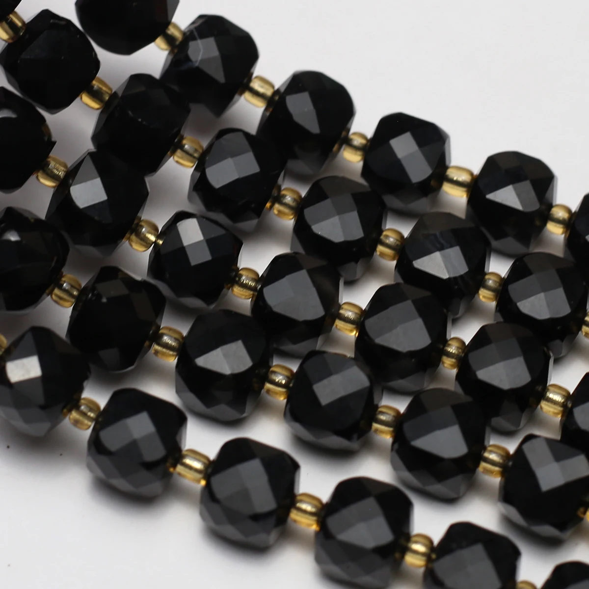 Natural Stone Gemstone  Black Agate Faceted Square Small Apple Bead Mixe Thread Beads Jewelry Making DIY Bracelet Necklace