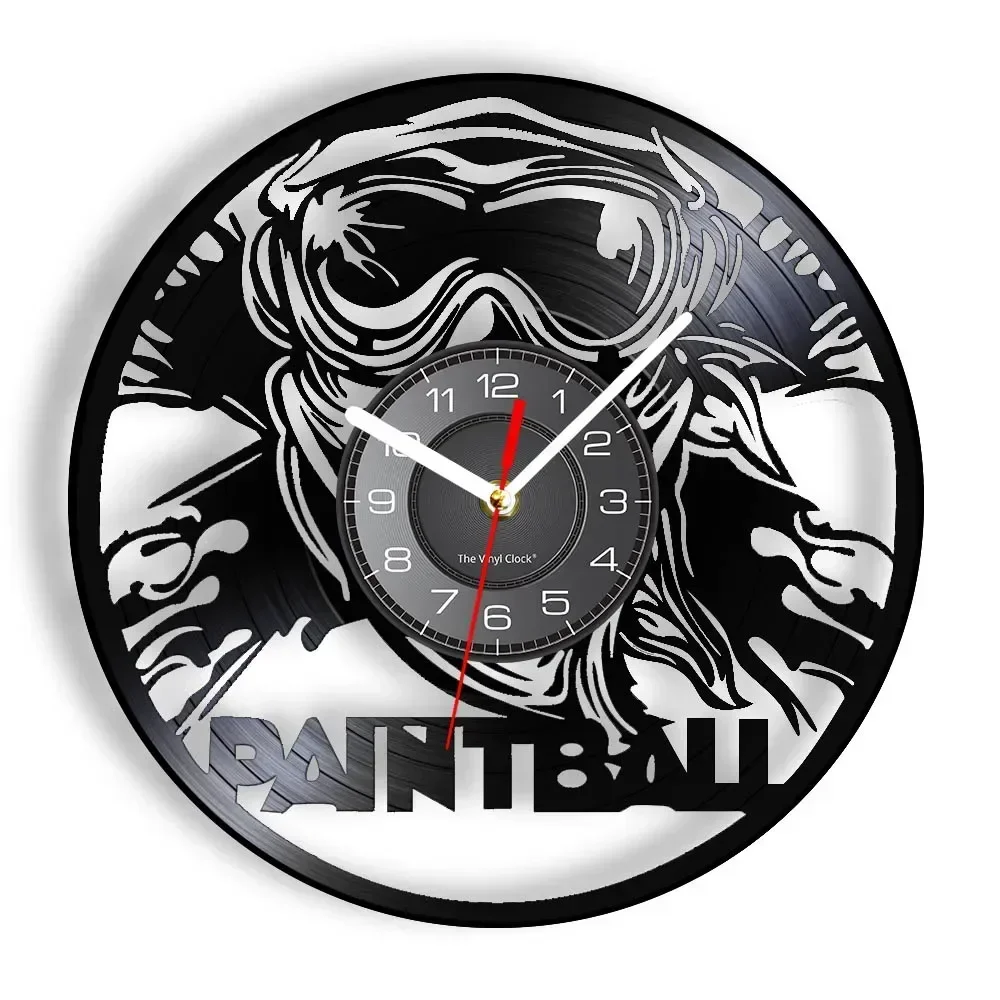 Paintball Vinyl Album Re-purposed Record Clock for Boys Dorm Room Paintballing Wall Art Timepieces Home Decor Clock Wall Watch