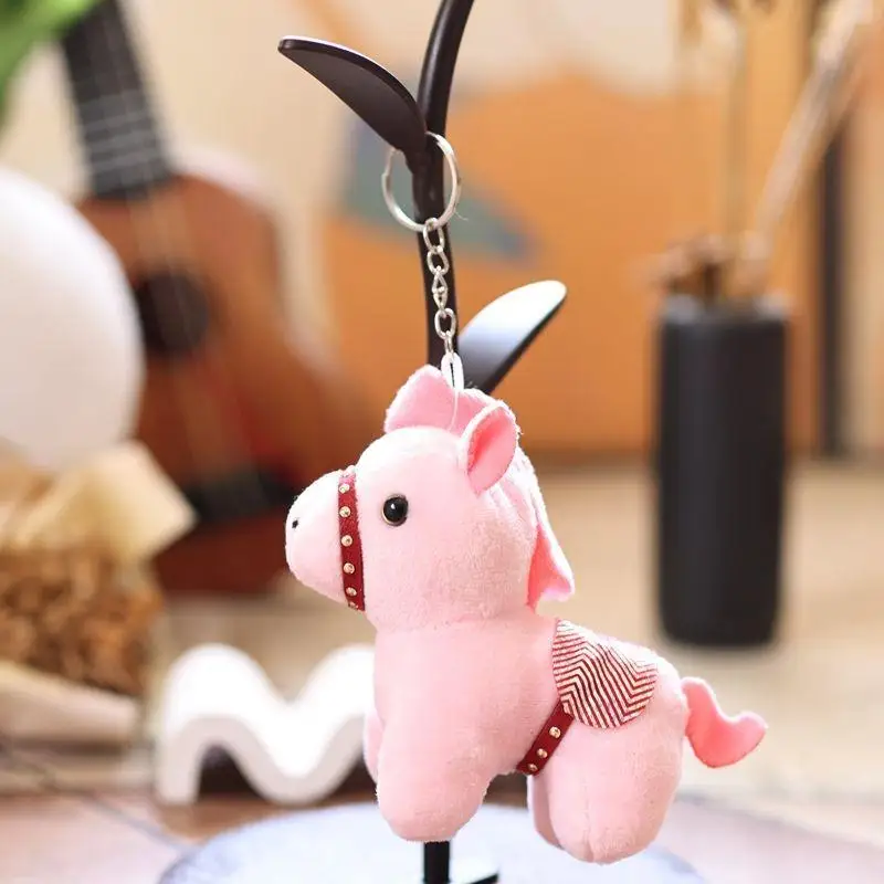 12 cm große Pferde zum Aufhängen ​ Puppe Stofftier Pferd Schlüsselanhänger Niedliche Pony Puppe Rucksack Ornamente Anhänger Kinder Spielzeug Geschenk