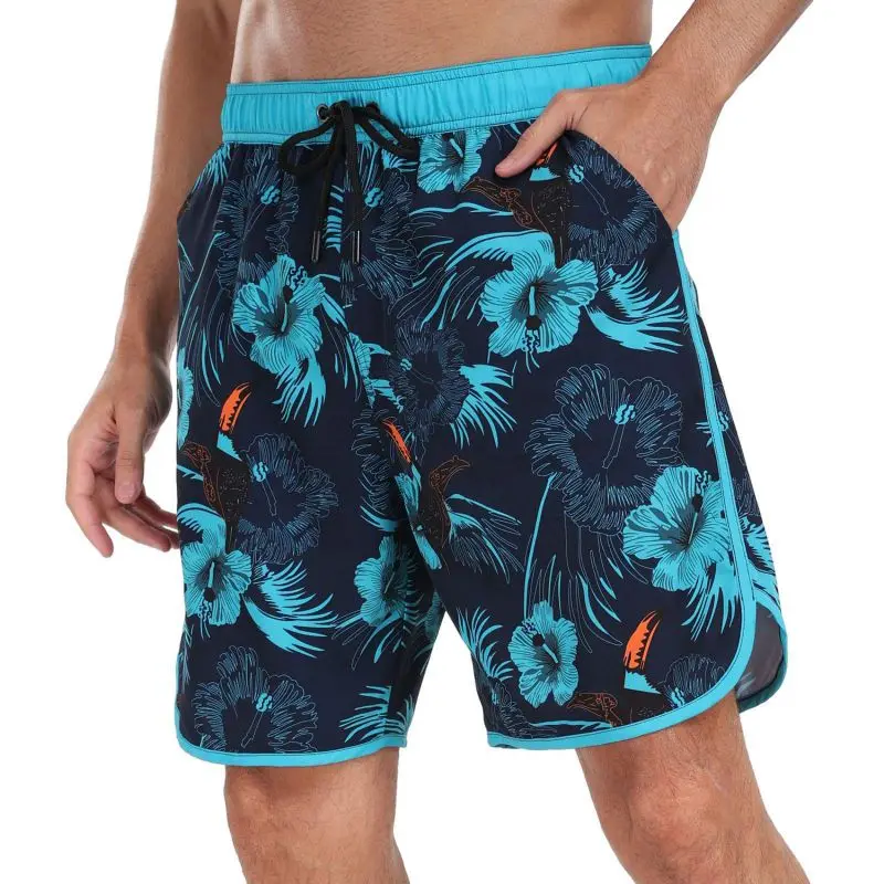 

Летние плавки с карманами и подкладкой Купальники Мягкие шорты Мужской купальник с принтом на шнурке Мужские быстросохнущие пляжные шорты