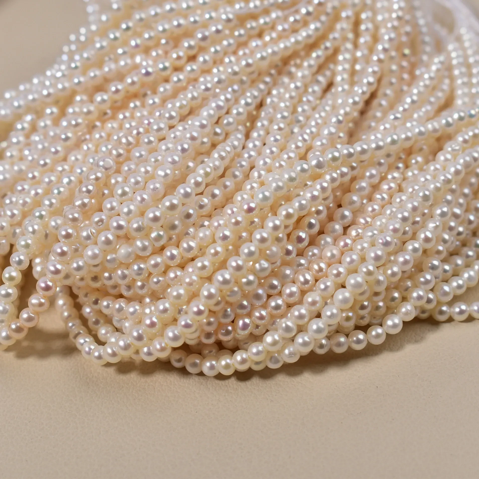 Cost-Effective Natural Freshwater Seedless Pearl Loose Pearls Near-Round 3-3.5mm Pearl Necklace Raw Material Accessories Supply
