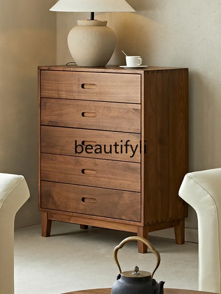 

A32 Комод из цельного дерева для спальни из североамериканского черного ореха, простой скандинавский домашний шкафчик для хранения вещей