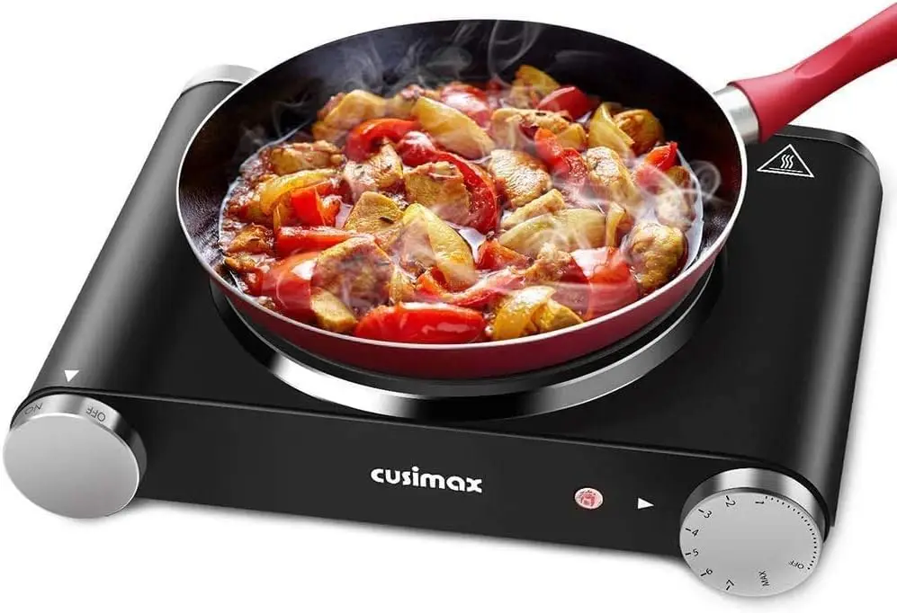 

Portable Electric Burner, 1500W Adjustable Temperature Control with Cast Iron Plate and Non-Slip Feet for Cooking