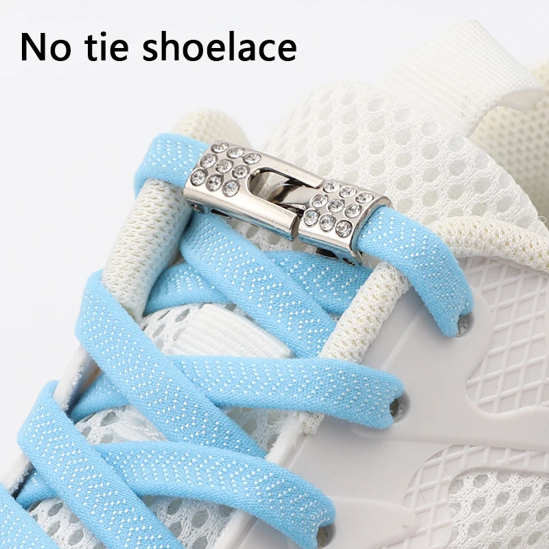 Cordones elásticos para zapatillas de deporte, cordones cruzados con diamantes, sin corbatas, para niños y adultos, 8MM de ancho, sin cordones, bandas de goma