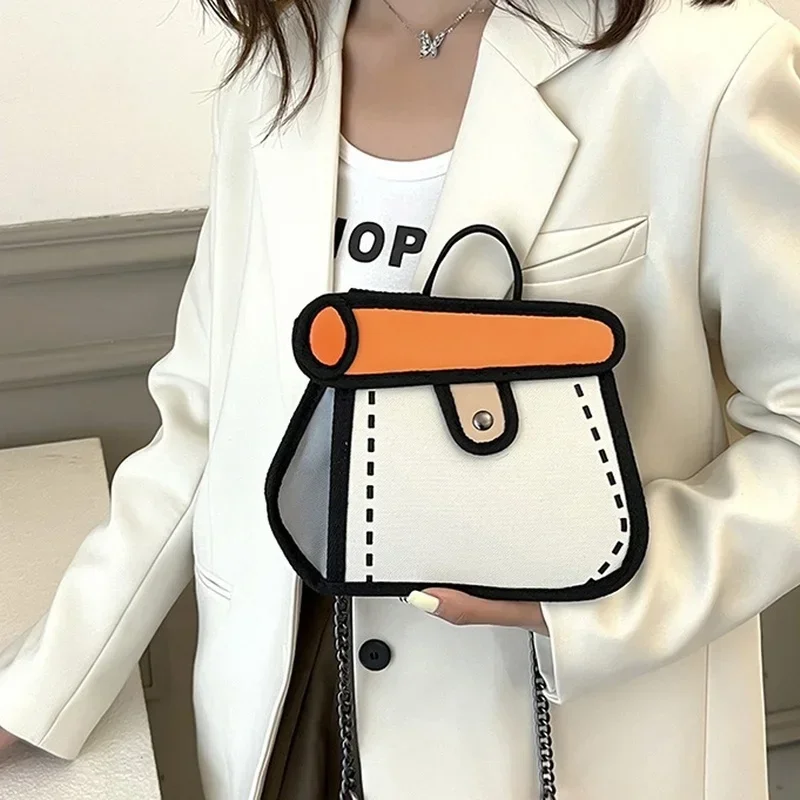 Anime Cartoon Cartoon Girl Heart Cute Cake Bag 2024 New Chain Color Contrast One Shoulder Crossbody Bag Girl Shoulder Bags