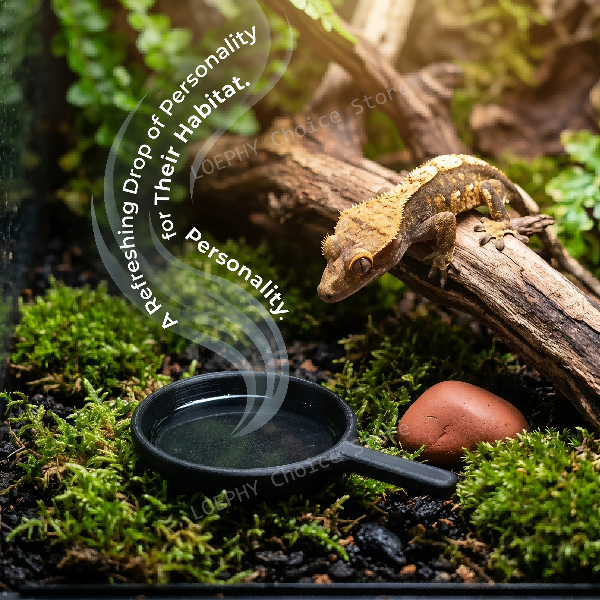 Funny Frying Pan Design Gecko Water Dish Food Grade PETG for Leopard Gecko Crested Gecko Bearded Dragon  for Terrarium Setup - view 3