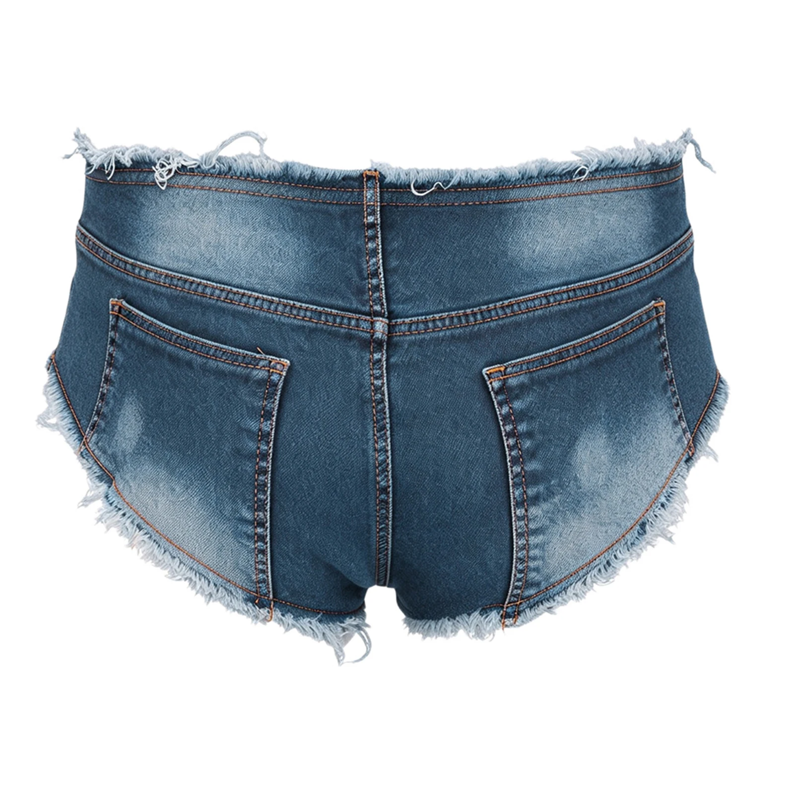 Mens Raw Hem Denim Shorts Briefs Low Rise Zipper Front Hot Pants for Party Nightclub Music Festivals Concert Stage Performance