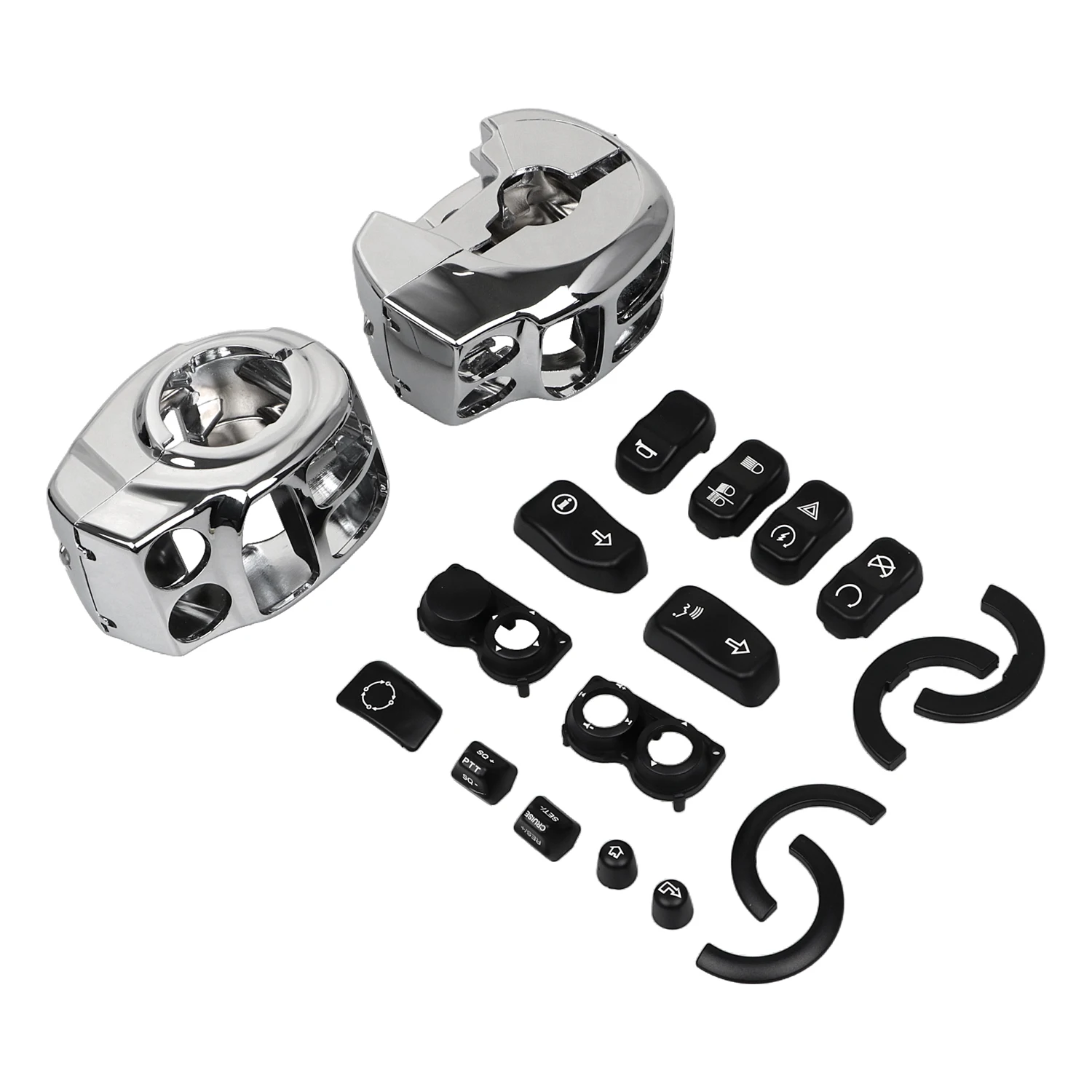 

Motorcycle Control Handlebar Switch Housing Cover & 13pcs Button Cap Kit For Harley 2014-23 Road Street Glide King FLHTCU FLHTK