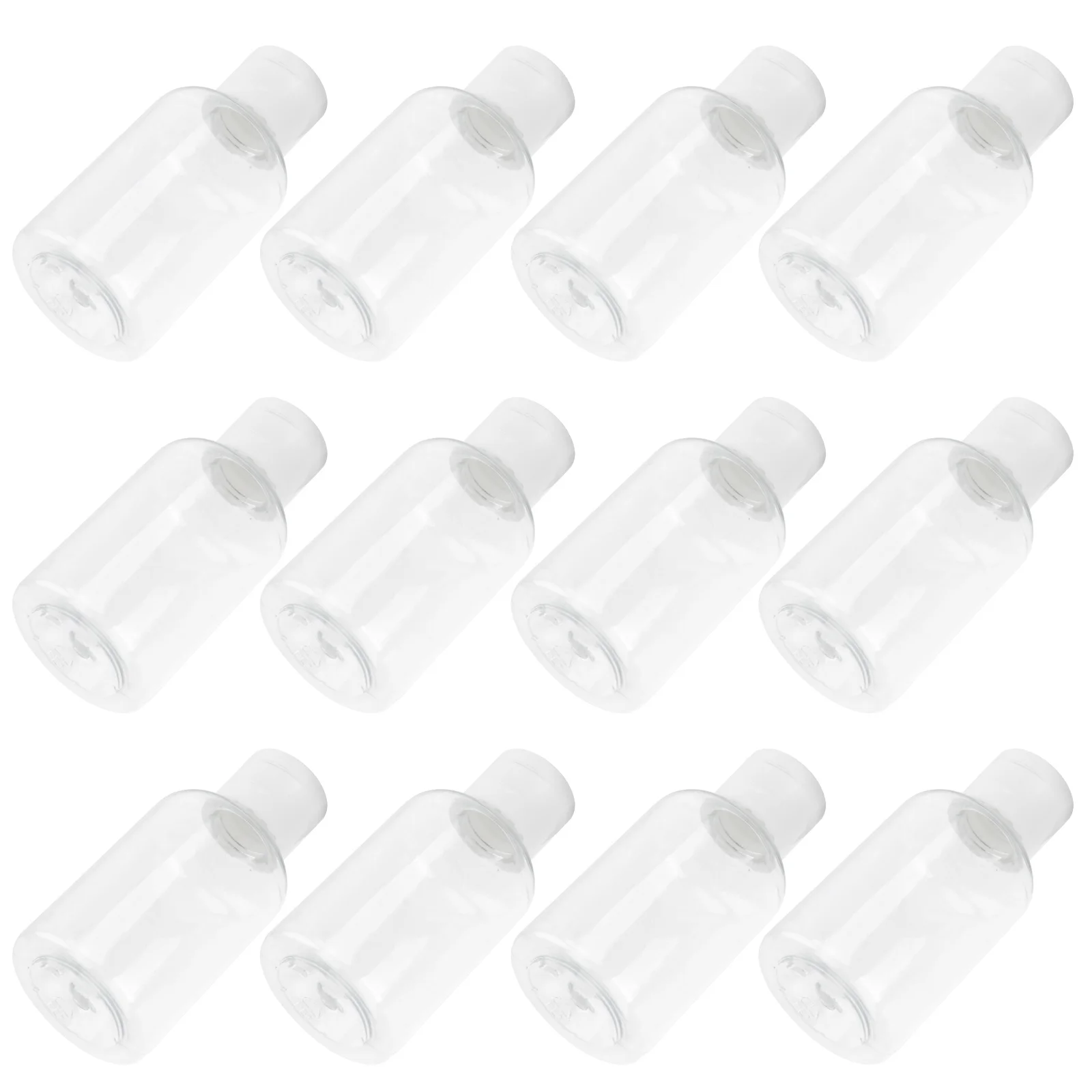 

12Pcs 50ml Empty Plastic Sample Bottle Container Jar Pot Vial with Lid Perfect for Emollient Water Shower Gel Emulsion (Caps for