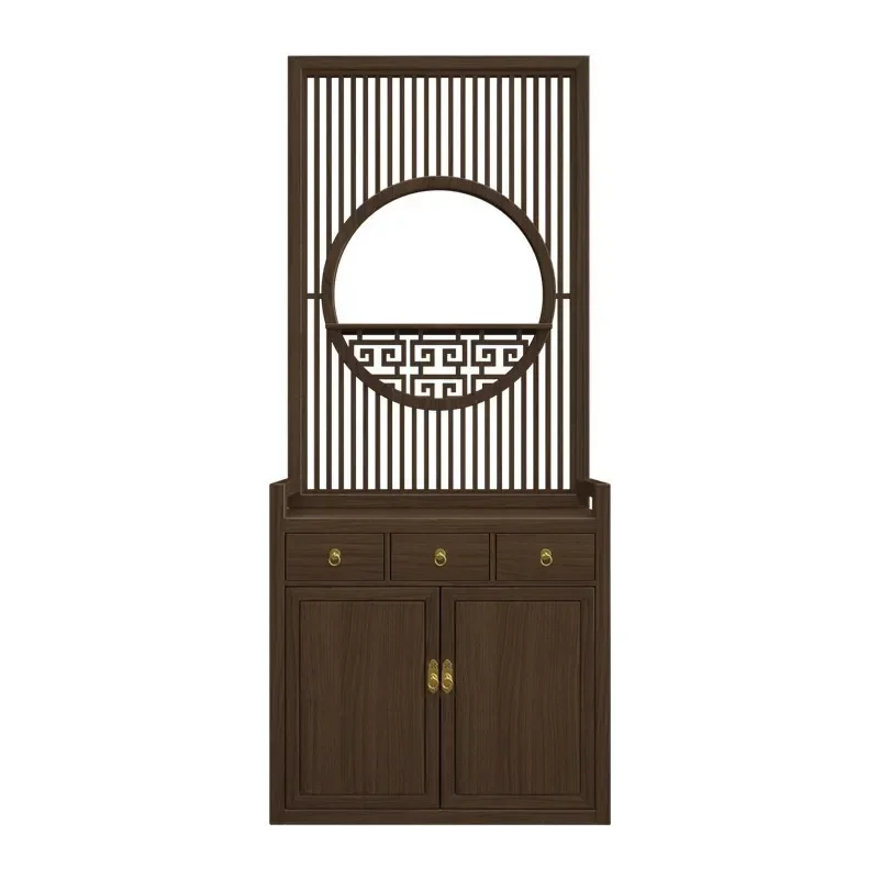 New Chinese-style entrance cabinet, living room door, screen partition cabinet, solid wood shoe cabinet, integrated shelf,