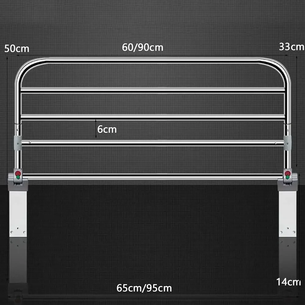 Assist Rail Foldable Bed Railing Medical Bed Rail for Elderly Adults Safety Rail Stainless Steel Portable Bed Assist Bar