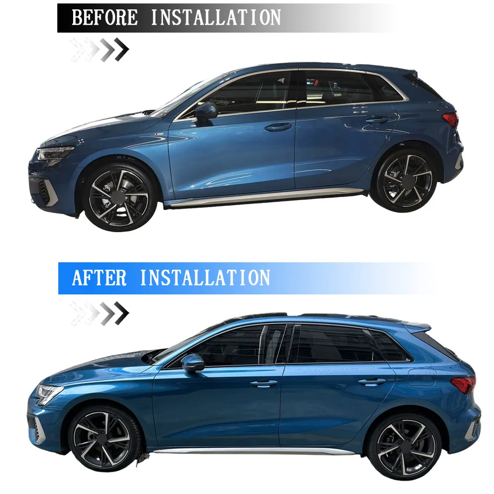 Glossy Black PVC Car Window Decorative Strip Sticker For Audi A3 8Y 2021-2025 hatchback Exterior Protection Accessory