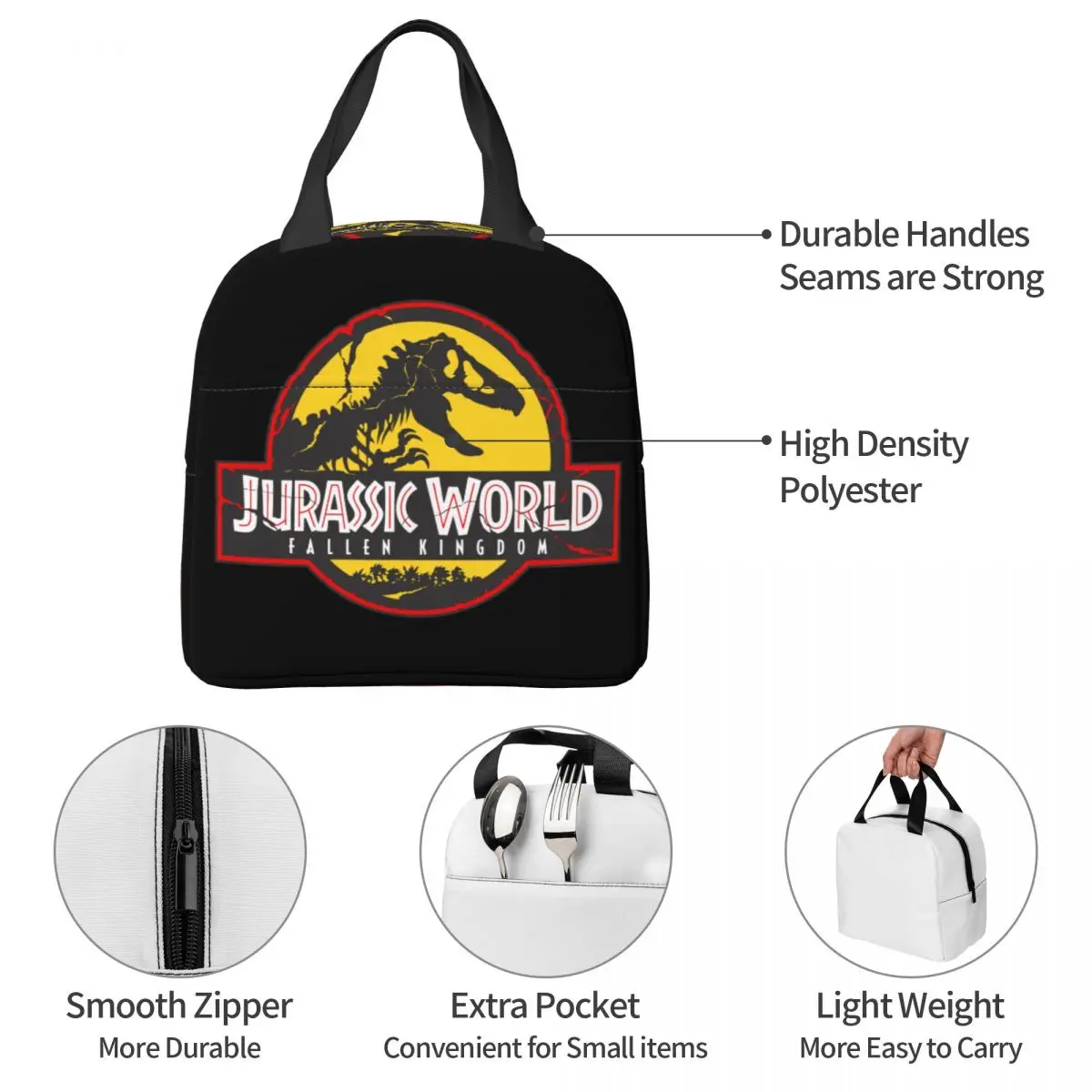 Tas Makan Siang Terisolasi Dinosaurus Jurassic Park Tas Pendingin Wadah Makanan Anti Bocor Kotak Makan Siang Tote Tas Penyimpanan Makanan Piknik Perguruan Tinggi