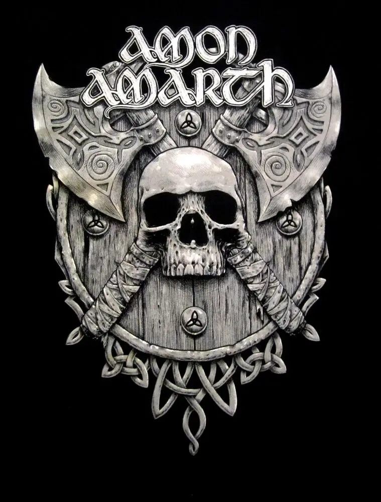 AMON AMARTH cd lgo AXES GREY SKULL Official SHIRT MED New NBP surtur jomsviking