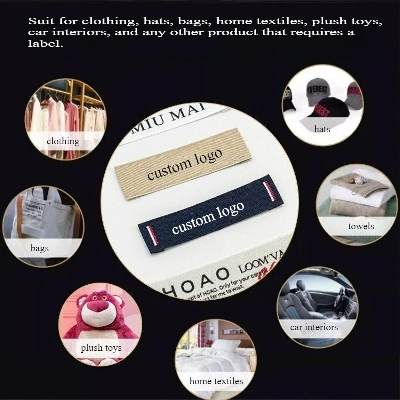 200 قطعة من الملصقات المطبوعة المخصصة ذات الملمس الناعم للملابس، 4 خيارات ألوان، مزيج من القطن البولي، علامة الملابس لملابس الأطفال، المنسوجات المنزلية #6