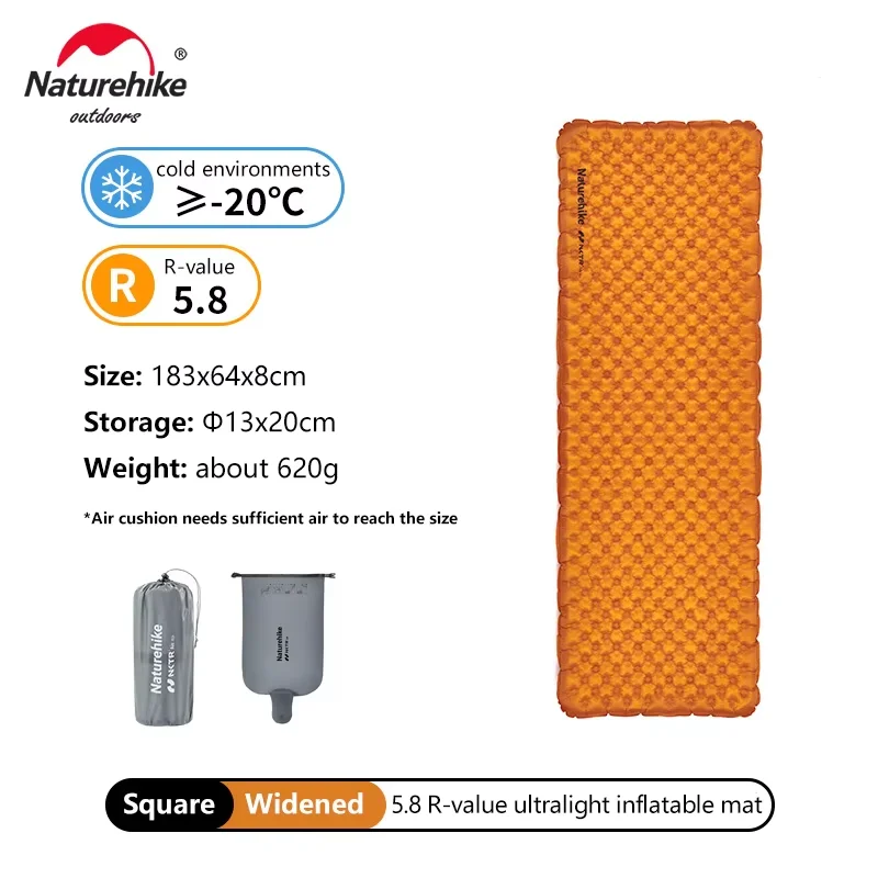 Naturehike Opblaasbare Mat Ultralichte 5.8 Hoge R-Waarde Warm Slaapkussen Draagbare Outdoor Campingtent Enkele Vochtbestendige Matten