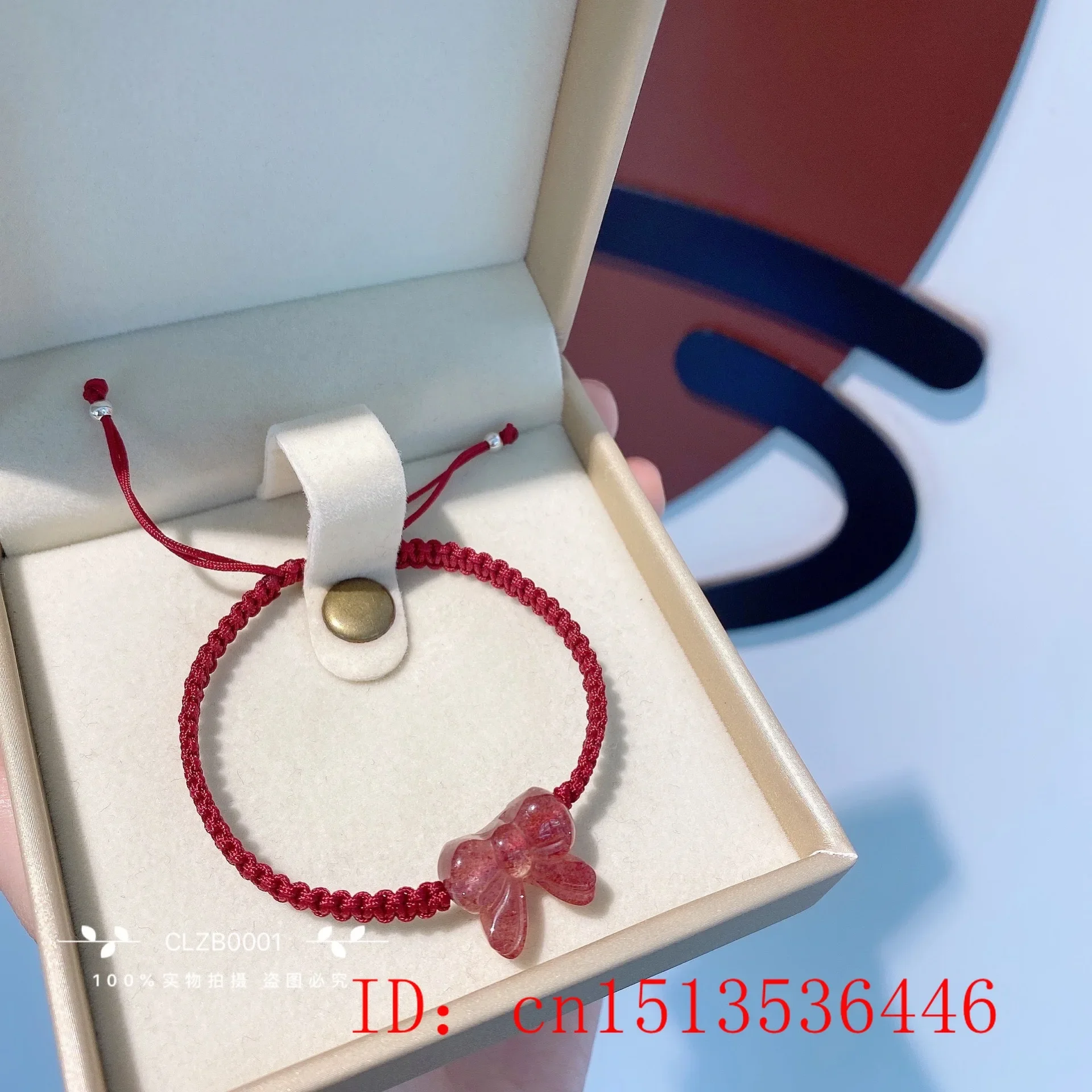 New Natural Strawberry Crystal Bow Bracelet DIY Hand knotting Design Bring Health Wealth Lucky Women Jade Beads Jewelry Female images - 6