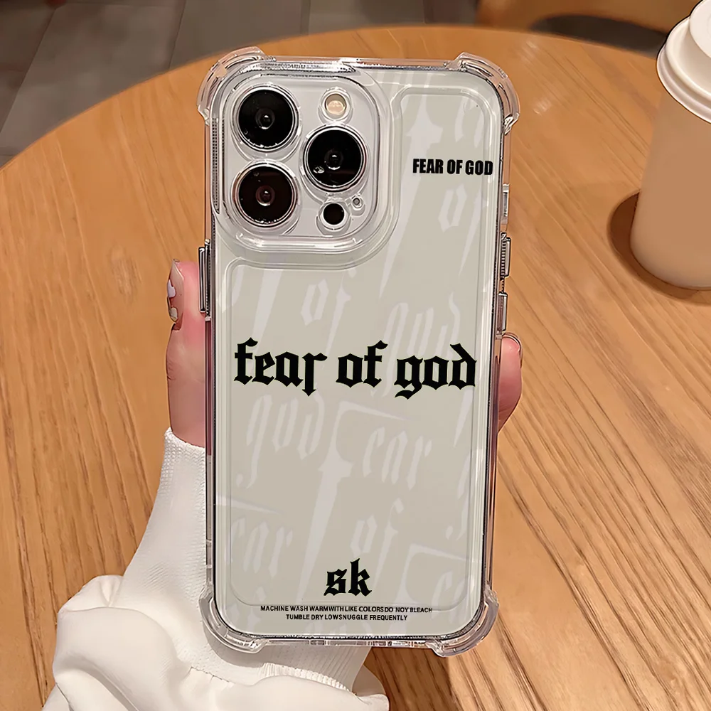 SK-FEAR OF GOD-funda de teléfono para iPhone 17 16e 16 15 14 13 12 11 Mini Air Pro Max X XR XSMax 7 8 Plus cubierta transparente anticaída