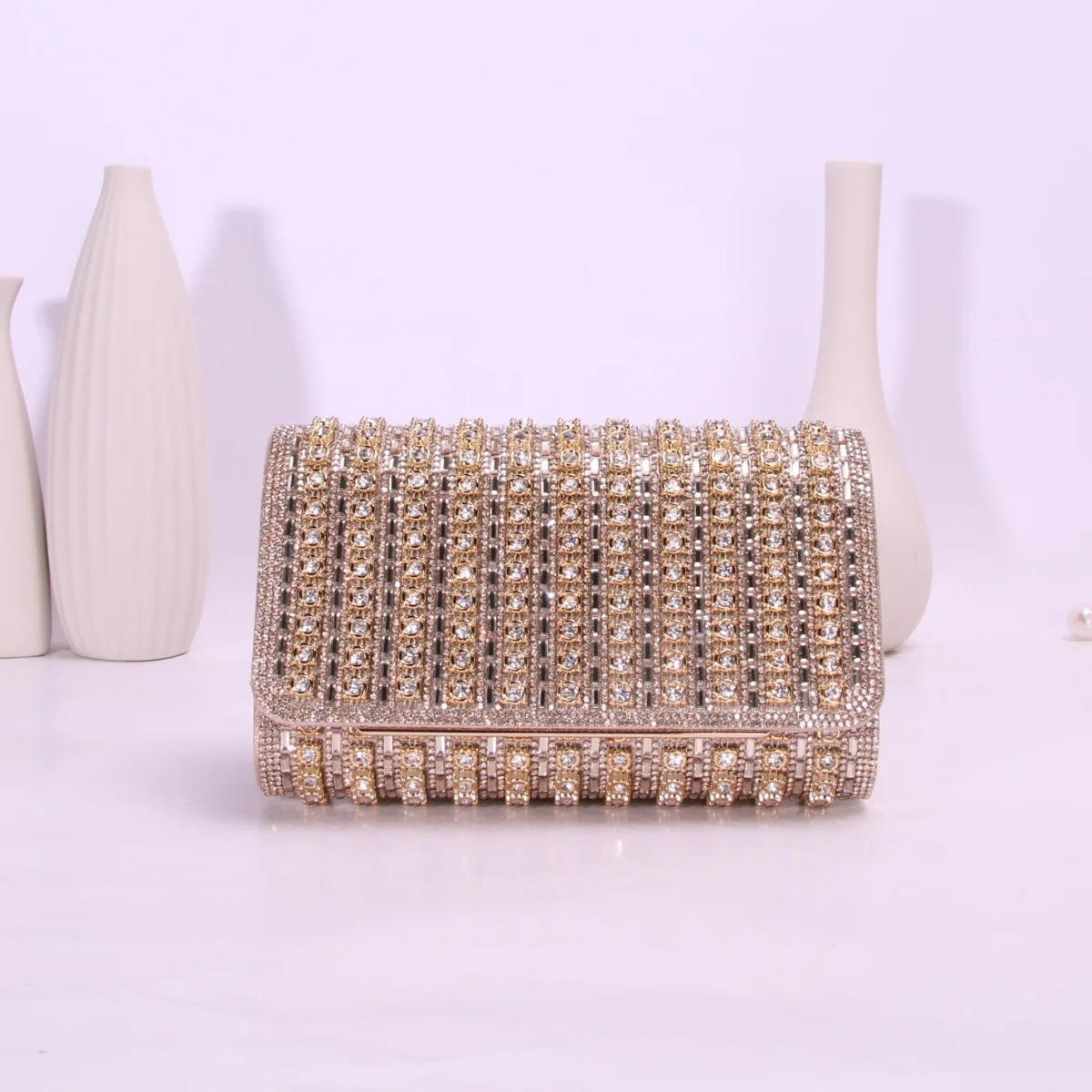 New Full Diamond Dinner Bag Square Diamond Design Party Wedding Eye-Catching Luxury