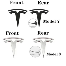 1pcs ABS for Tesla Model 3 Mode Y Car Front Hood Logo Cover Emblem Sticker Styling Auto Body Rear Trunk Badge Accessories