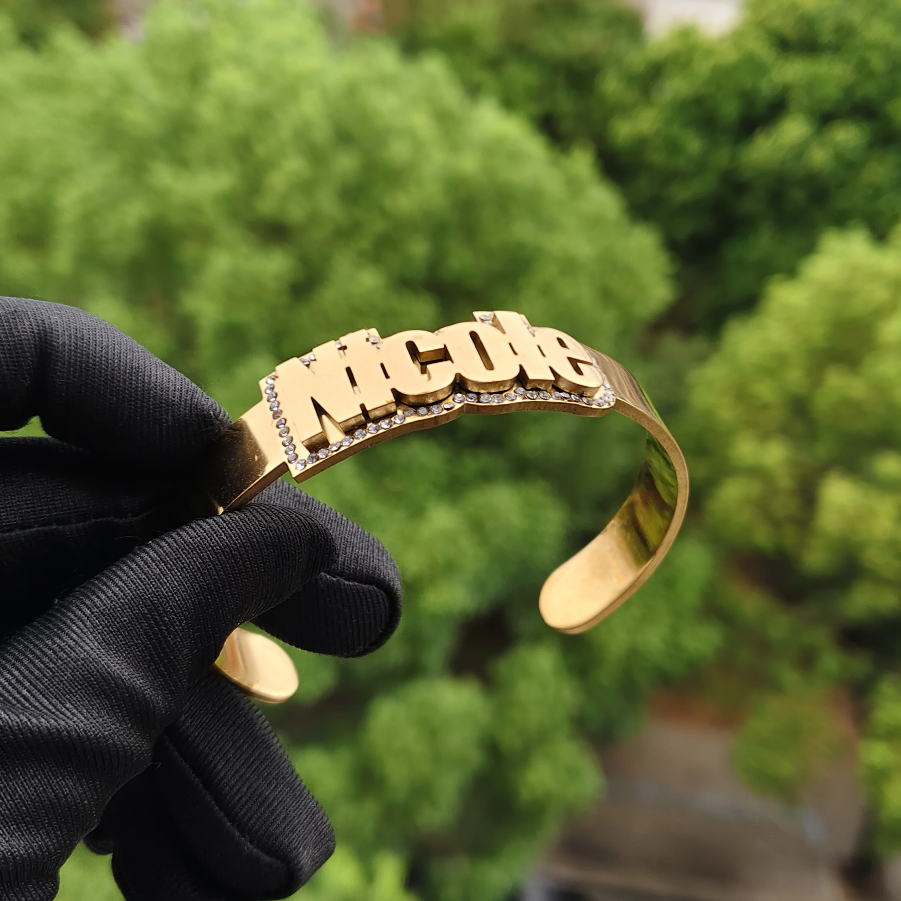 

DHQH Customized Name Double layer 3D Open Bracelet Personalized Letter Diamond Bracelet Valentine's Day Gift Manufacturer Direct