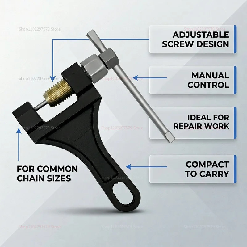 

Heavy Duty Motorcycle Chain Breaker Tool Chain Link Remover Separator Riveting Tool for 420 530 Chains Garage and Workshop Repai