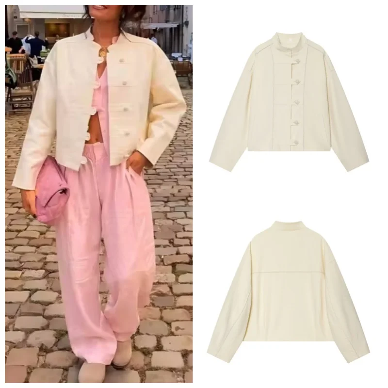 Guobioziy 2026 Women's New Linen Rope Knot Buckle Jacket Fashionable and Versatile Elegant and Stylish Casual and Graceful