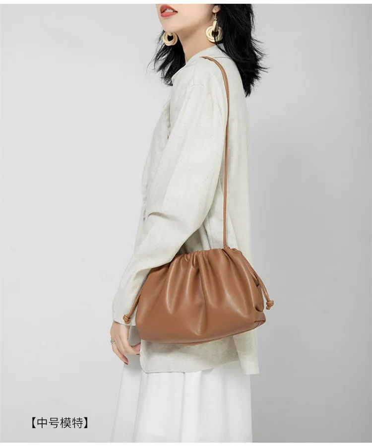 New Ladies Cloud Clutch Underarm Bag Synthetic Leather Cloud Small Handbag Color Soft Dumpling Shoulder Crossbody Women's Bag