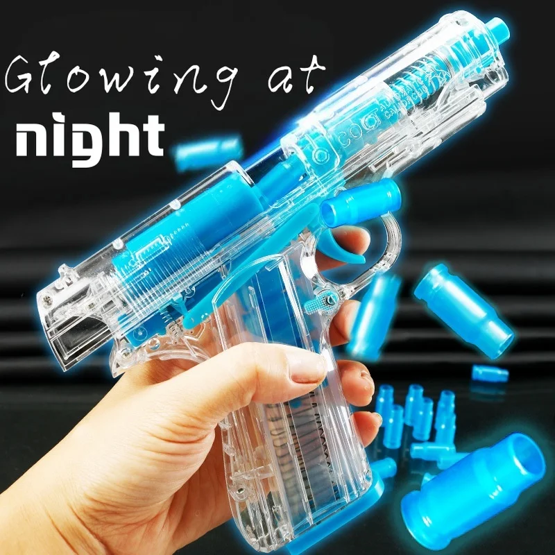 Children's toy gun Luminous Soft Bullet simulation boy girl Glock Glow-in-the dark toy gun gift family games