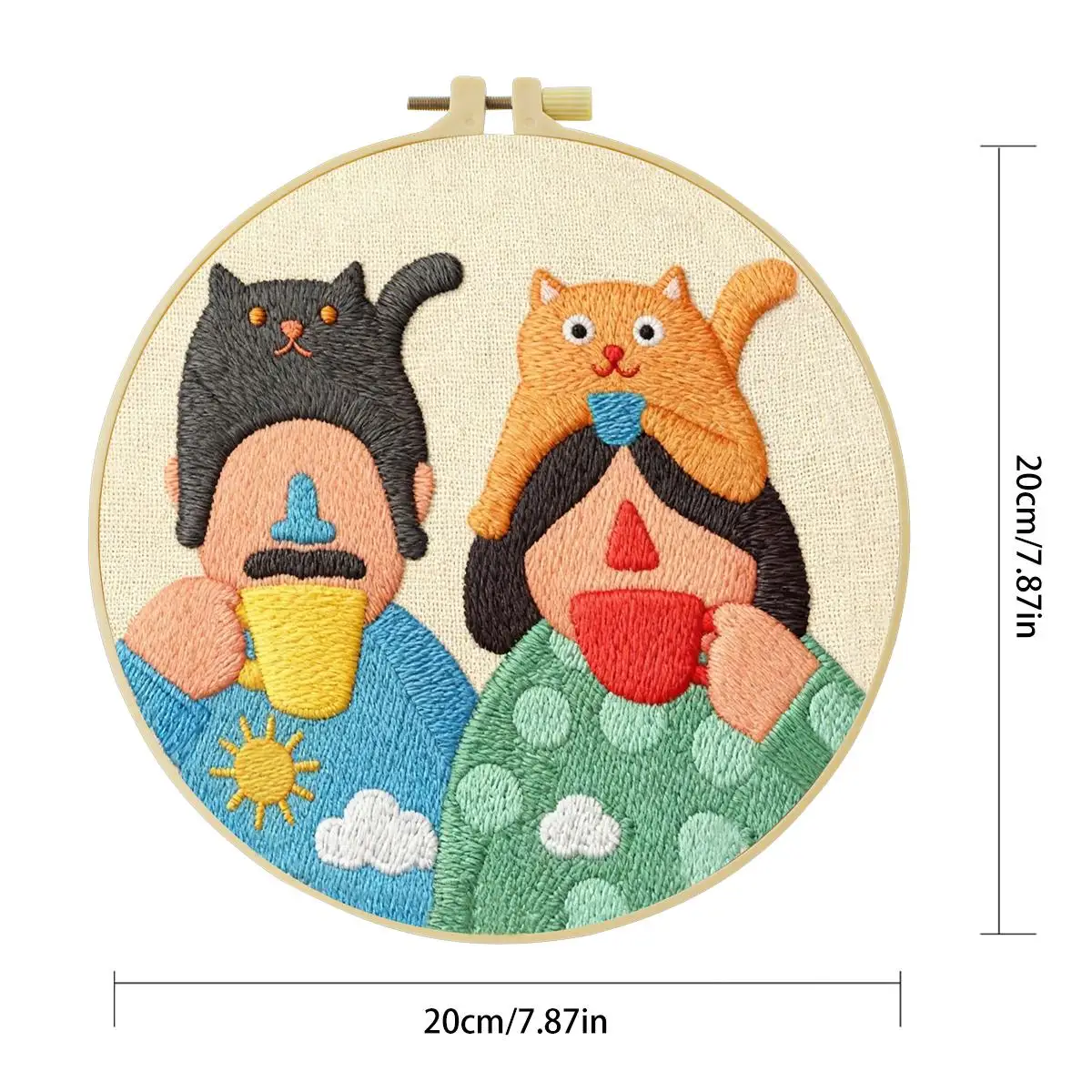 1 Stück 20X20CM/15X15CM 7,87/6,3 Zoll Stickerei-Starter-Kit für Paare DIY-Kit DIY-Stickerei-Kit Handarbeiten Nähkunst – Detail 2