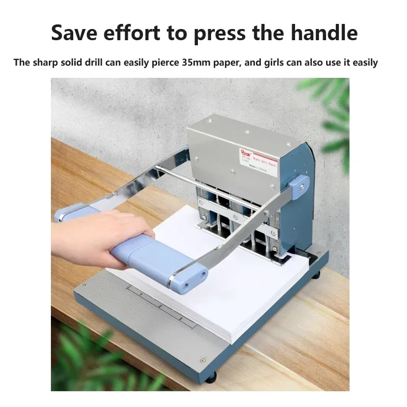 

New Upgrade XD-500 Three Hole Heavy Duty Punch Personnel File Binding Machine Punch 500 Pages 35mm Thick Layer Punch Three Hole