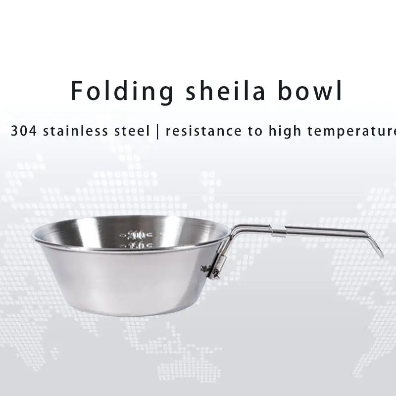 

Snow Bowl Outdoor Foldable For Camping Portable Stainless Steel Bowl 304 Stainless Steel Picnic Utensils With Handle Kitchenware