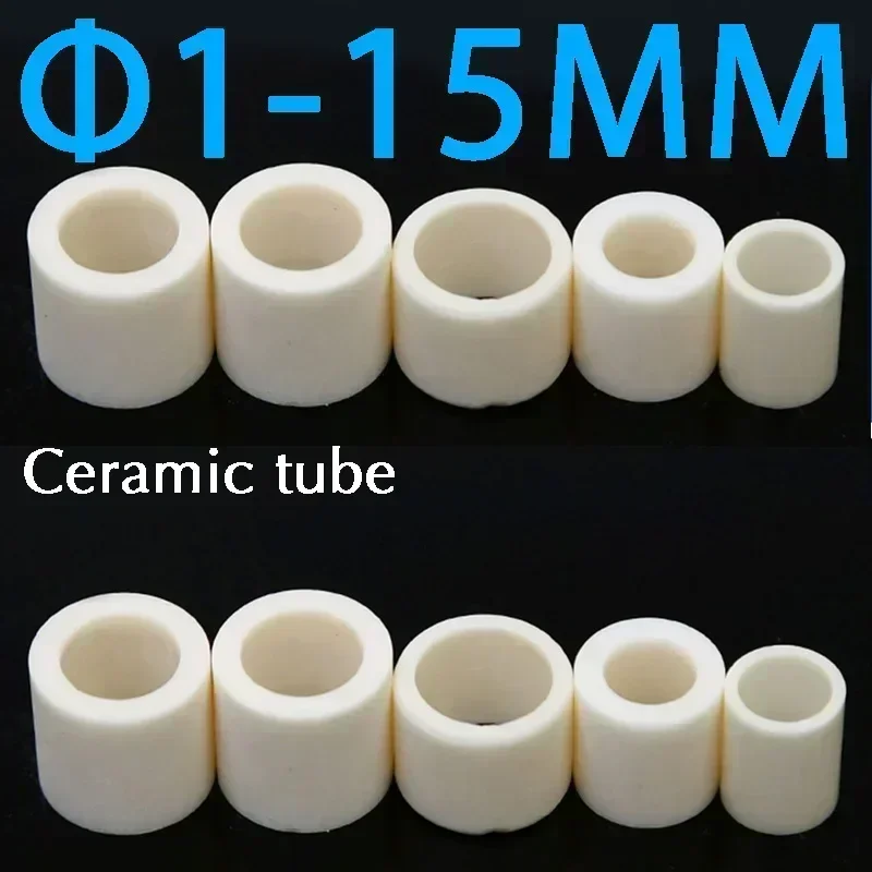 10pc Ceramic Tube Alumina Small Porcelain Tube Corundum Wear-resistant Insulating Porcelain Bushing Thermocouple Protection Tube