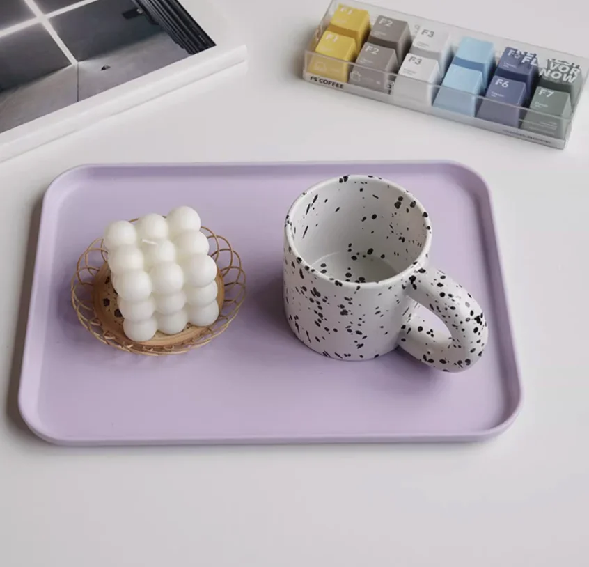 Plastic Serving Tray Household Tea Fruit Dessert Tray Restaurant Non-slip Food Cooking Storage Tray Kitchen Supplies