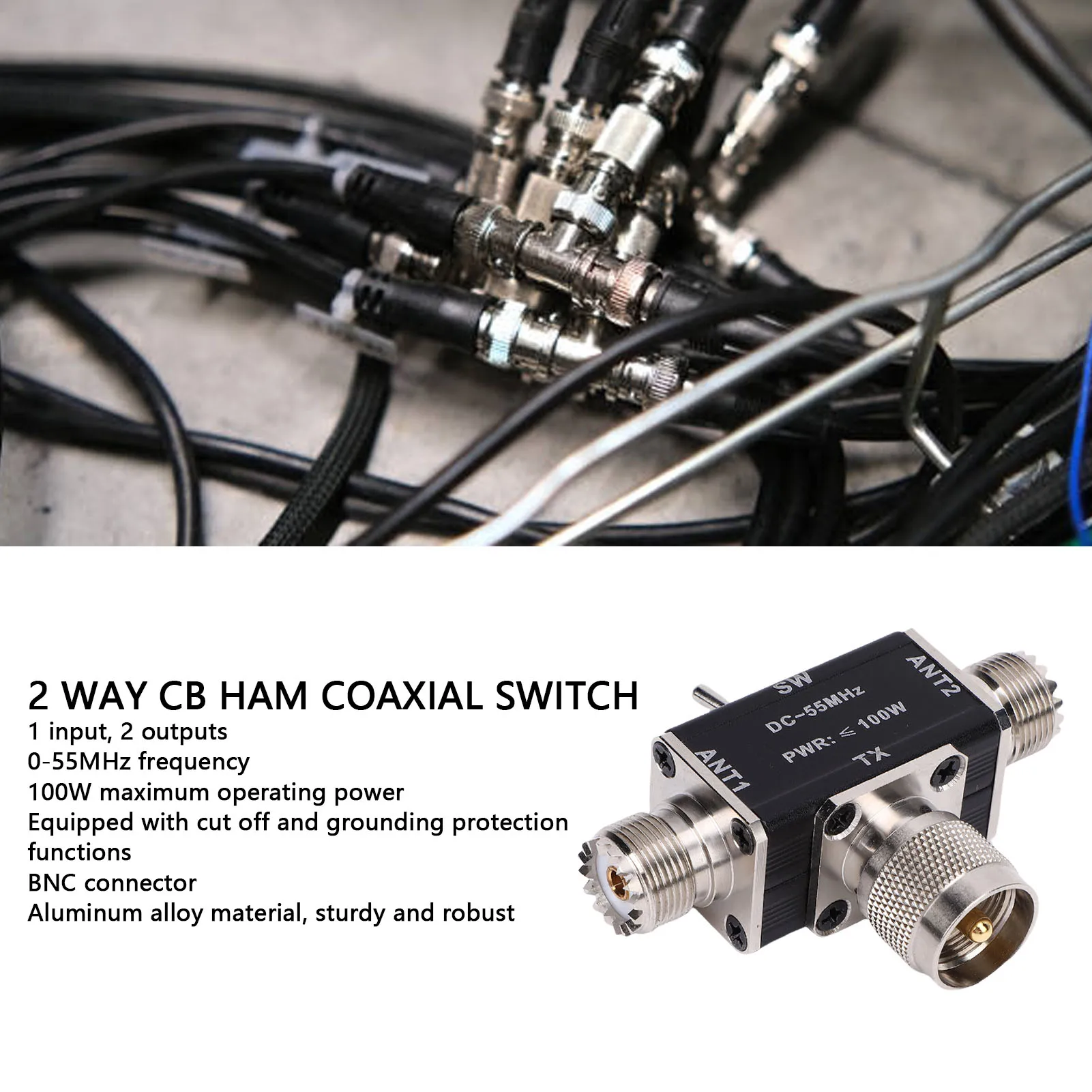 

2-полосная коаксиальная антенна CB HAM Коаксиальная антенна 100 Вт с отключением и защитой от заземления Ручная коаксиальная антенна