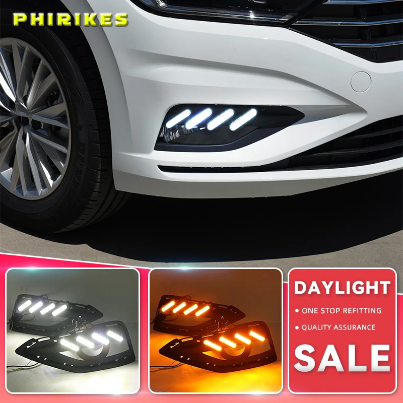 

1 Set 12v LED For Volkswagen VW Jetta Sagitar 2019 DRL Daytime Running Lights Daylight ABS Fog Lamp Cover