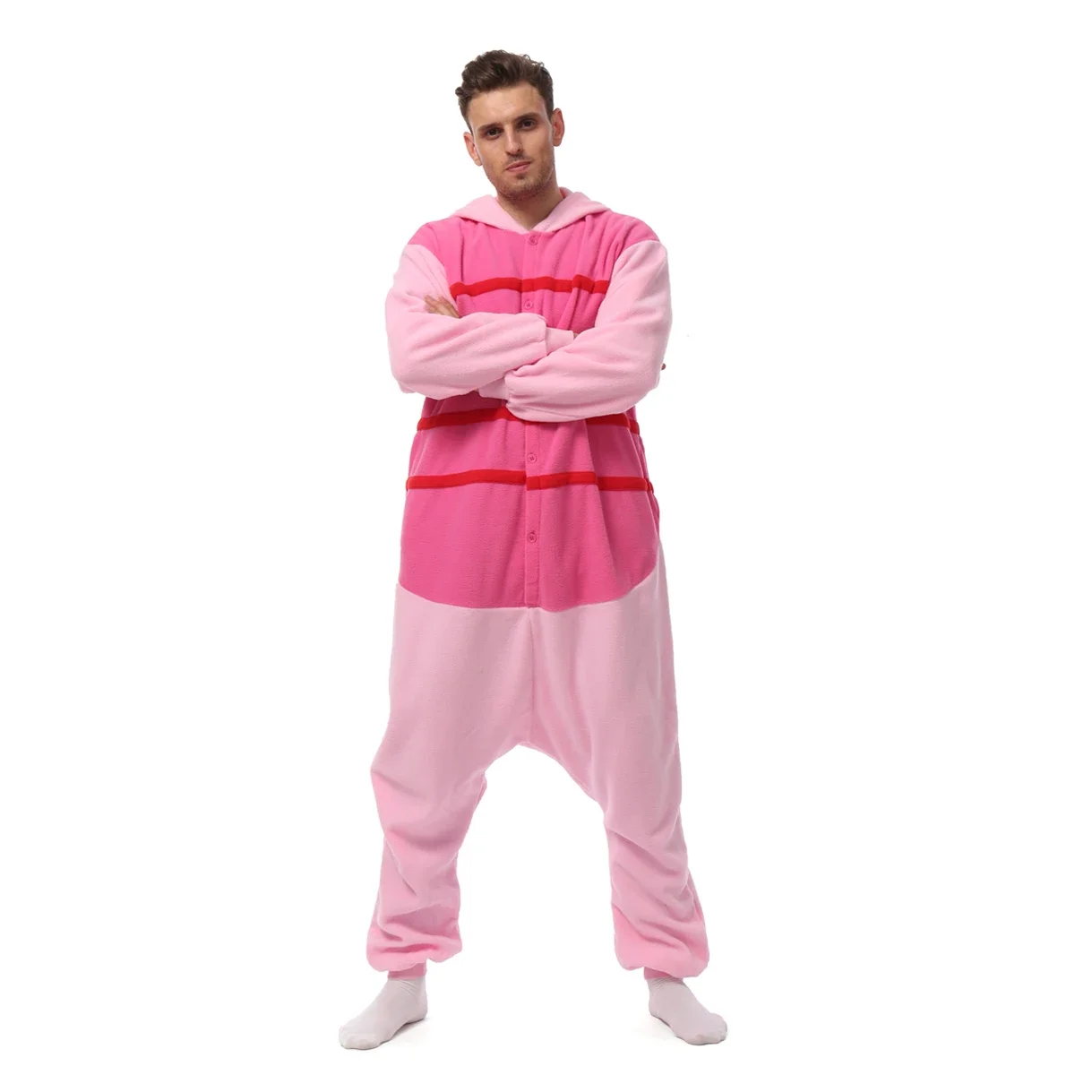 Kigurumi Onesie 만화 돼지 잠옷 성인 여성 남성 동물 잠옷 Homewear 할로윈 코스프레 파티 의상 XXL