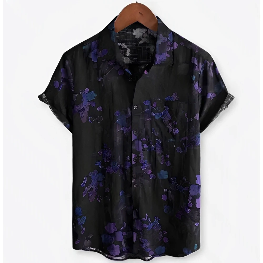 Retro Floral 3D Printed Pattern Summer Shirt Casual Vacation Short Sleeve Men's Casual Beach Style Shirt Collar Button up Shirts