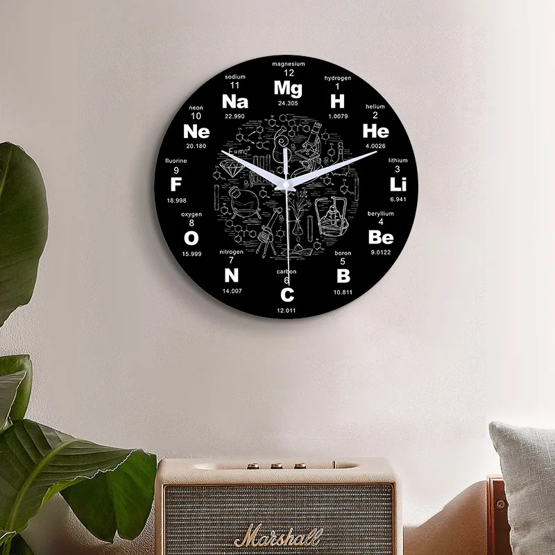 Chemical element clock education element periodic table design silent student classroom office decoration