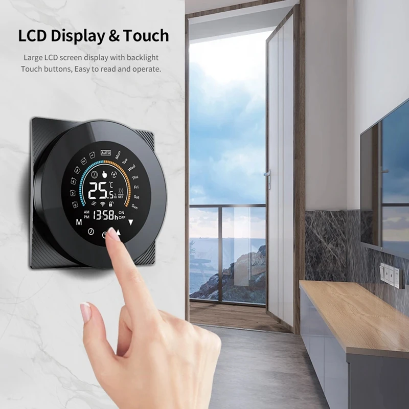 Tuya Wifi Thermostat LCD Digital Touch Temperature Control For Alexa Black,Gas Boiler (Wifi) Durable