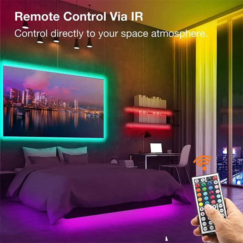 LED Strip Lights for Room Decor Bluetooth WIFI 24keys 44keys RGB LED Tape 5050 24v LED Lights Color LED Christmas Neon Lighting